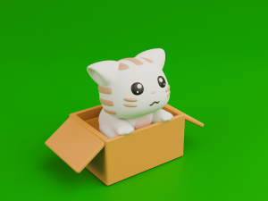 Cute cat in a box 3D Baskı Modeli