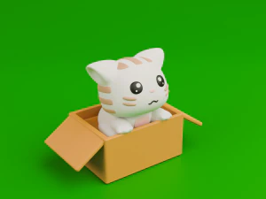 Cute cat in a box 3D Print Model
