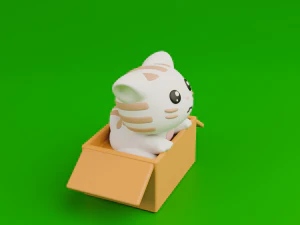 Cute cat in a box 3D Print Model