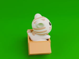Cute cat in a box 3D Baskı Modeli