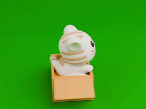 Cute cat in a box 3D Print Model
