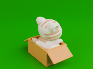 Cute cat in a box 3D Baskı Modeli