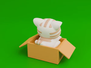 Cute cat in a box 3D Print Model