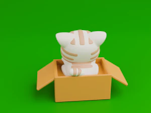 Cute cat in a box 3D Print Model