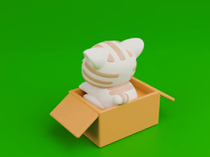 Cute cat in a box 3D Print Model