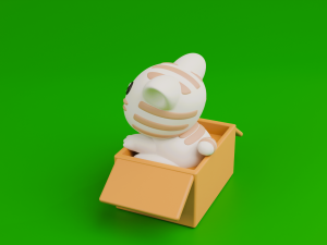 Cute cat in a box 3D Baskı Modeli