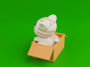 Cute cat in a box 3D Print Model