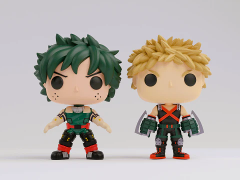 Mod&egrave;les Izuku Midoriya et Katsuki Bakugo Funko de l'anime My Hero Academia Modèles 3D en vedette