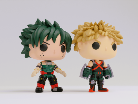 Izuku Midoriya and Katsuki Bakugo Funko models from from the anime my hero academia 3D-printmodel