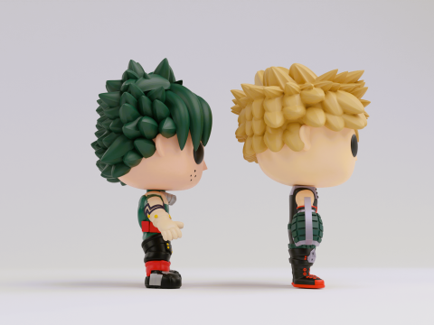 Izuku Midoriya and Katsuki Bakugo Funko models from from the anime my hero academia 3D-printmodel