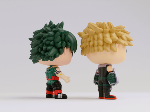 Izuku Midoriya and Katsuki Bakugo Funko models from from the anime my hero academia 3D-printmodel