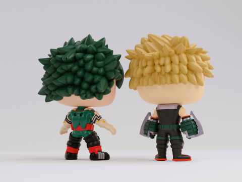 Izuku Midoriya and Katsuki Bakugo Funko models from from the anime my hero academia 3D-printmodel