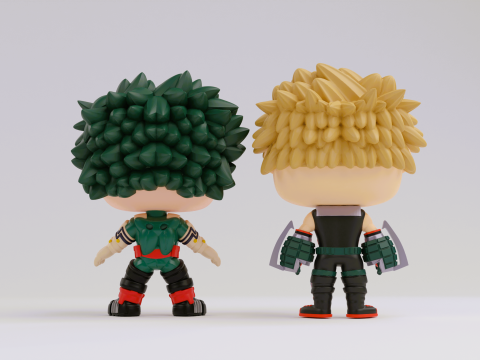 Izuku Midoriya and Katsuki Bakugo Funko models from from the anime my hero academia 3D-printmodel