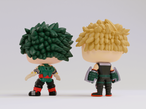 Izuku Midoriya and Katsuki Bakugo Funko models from from the anime my hero academia 3D-printmodel