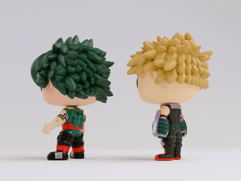 Izuku Midoriya and Katsuki Bakugo Funko models from from the anime my hero academia 3D-printmodel