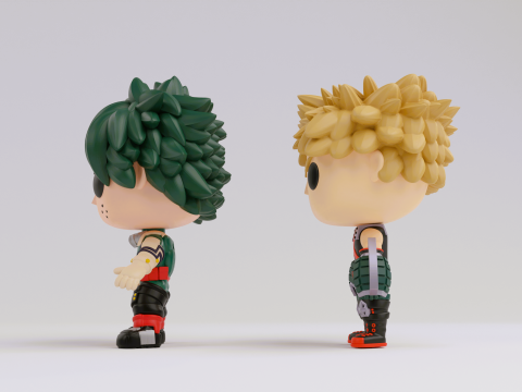 Izuku Midoriya and Katsuki Bakugo Funko models from from the anime my hero academia 3D-printmodel