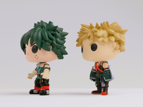 Izuku Midoriya and Katsuki Bakugo Funko models from from the anime my hero academia 3D-printmodel
