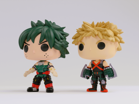 Izuku Midoriya and Katsuki Bakugo Funko models from from the anime my hero academia 3D-printmodel