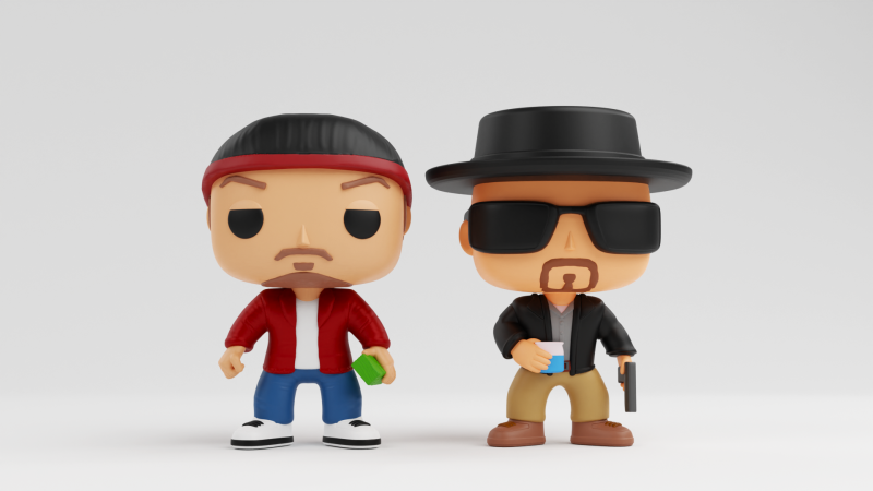 Walter Hartwell White and Jesse Pinkman funko models from breaking bad 3D Print Model .c4d .max .obj .3ds .fbx .stl .blend 