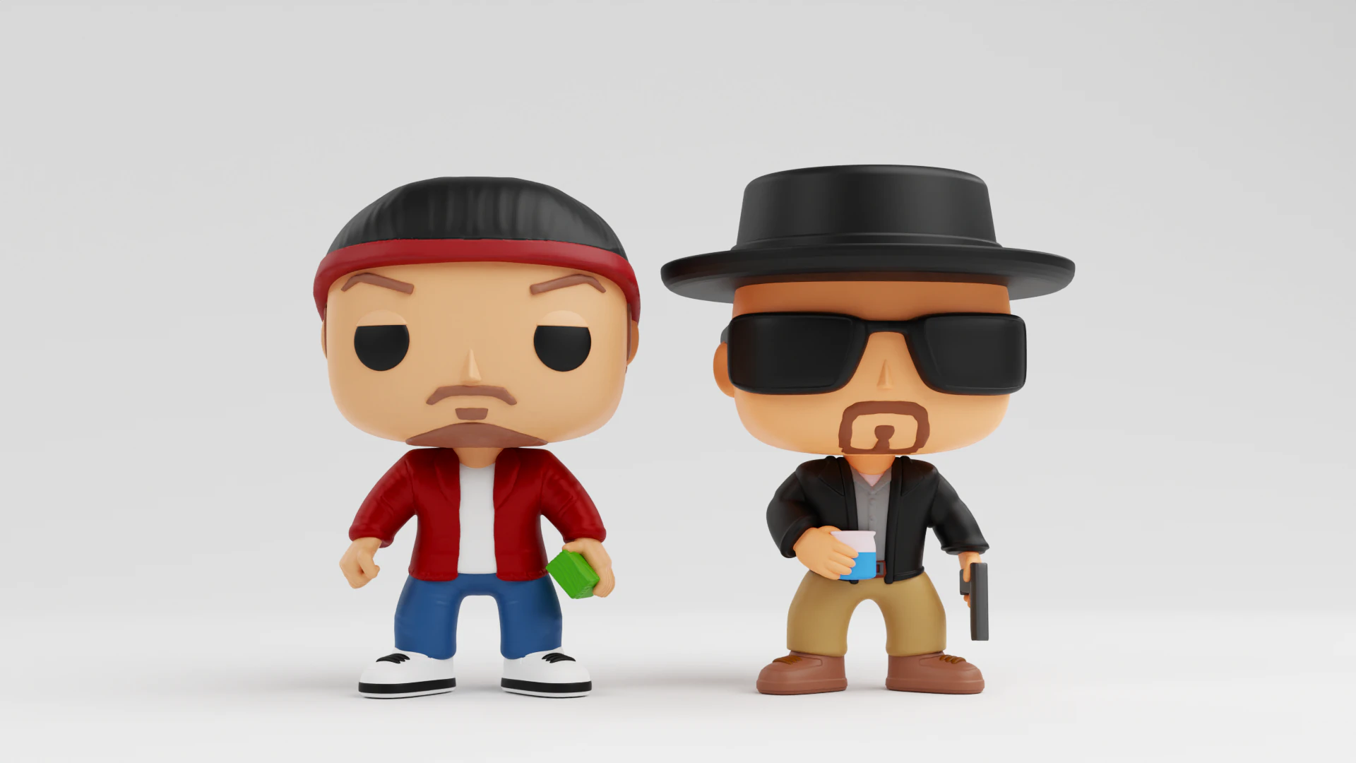 Walter Hartwell White and Jesse Pinkman funko models from breaking bad 3D Print Model .c4d .max .obj .3ds .fbx .stl .blend 