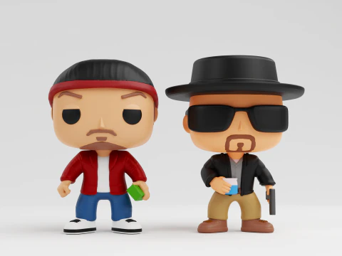 Modelos funko de Walter Hartwell White e Jesse Pinkman de Breaking Bad Modelo de Impressão 3D