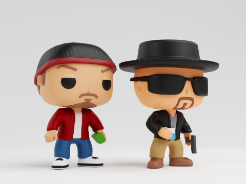 Walter Hartwell White and Jesse Pinkman funko models from breaking bad 3D Print Model