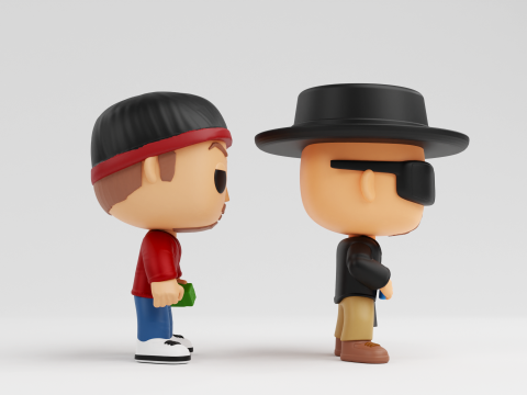 Walter Hartwell White and Jesse Pinkman funko models from breaking bad 3D Print Model