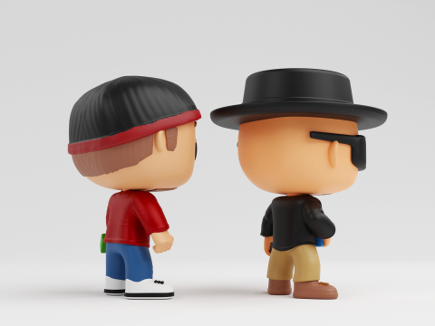 Walter Hartwell White and Jesse Pinkman funko models from breaking bad 3D Print Model