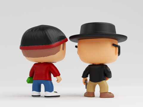 Walter Hartwell White and Jesse Pinkman funko models from breaking bad 3D Print Model