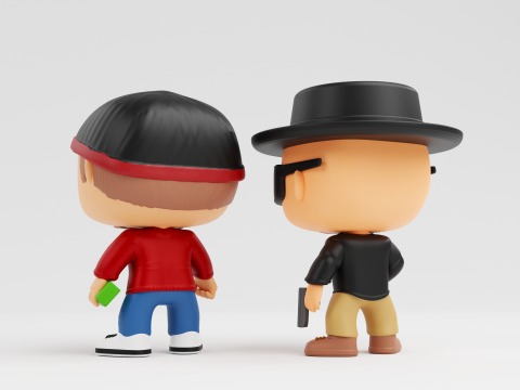Walter Hartwell White and Jesse Pinkman funko models from breaking bad 3D Print Model