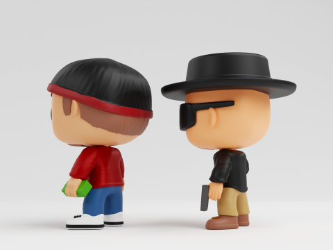 Walter Hartwell White and Jesse Pinkman funko models from breaking bad 3D Print Model
