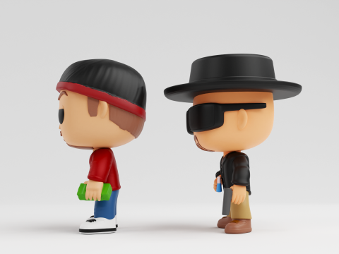Walter Hartwell White and Jesse Pinkman funko models from breaking bad 3D Print Model