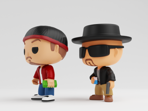 Walter Hartwell White and Jesse Pinkman funko models from breaking bad 3D Print Model