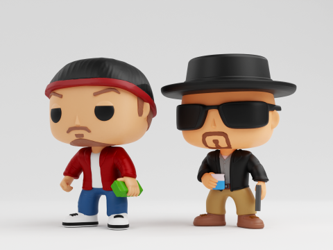 Walter Hartwell White and Jesse Pinkman funko models from breaking bad 3D Print Model