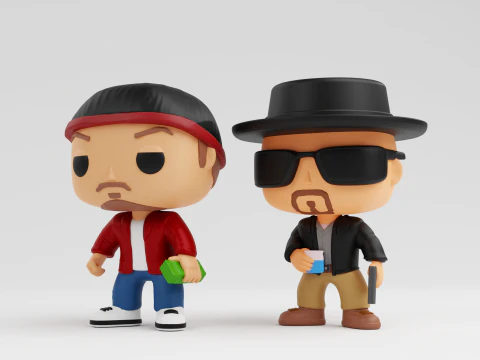 Walter Hartwell White and Jesse Pinkman funko models from breaking bad 3D Print Model