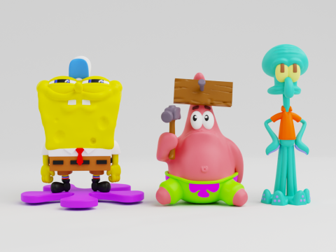 Spongebob patrick and squidward from the tv show spongebob squarepants 3D-printmodel