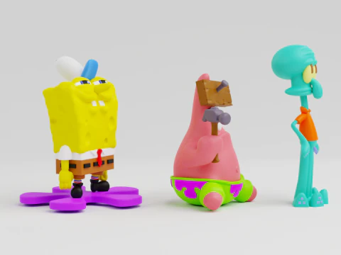 Spongebob patrick and squidward from the tv show spongebob squarepants 3D Print Model