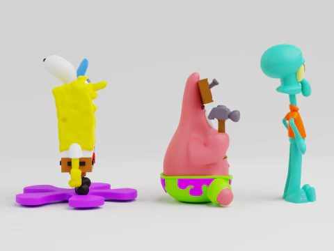 Spongebob patrick and squidward from the tv show spongebob squarepants 3D Print Model