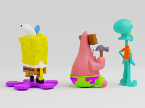 Spongebob patrick and squidward from the tv show spongebob squarepants 3D Print Model