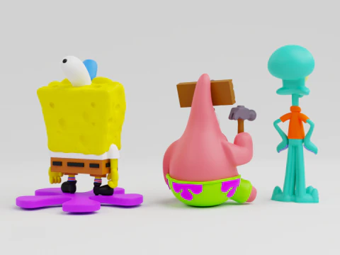 Spongebob patrick and squidward from the tv show spongebob squarepants 3D Print Model