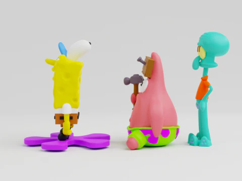 Spongebob patrick and squidward from the tv show spongebob squarepants 3D Print Model