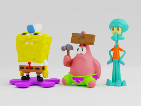 Spongebob patrick and squidward from the tv show spongebob squarepants 3D Print Model