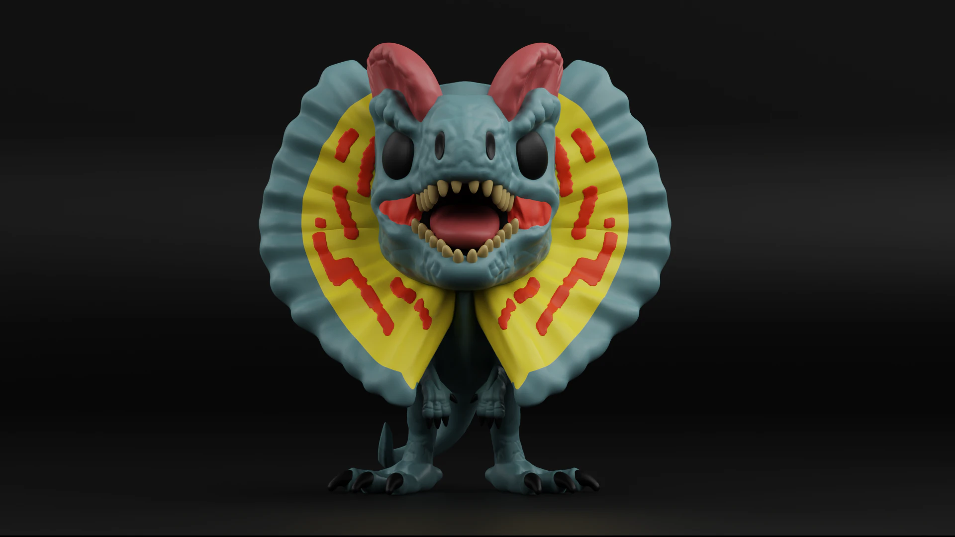 Dilophosaurus funko pop from the Jurassic park 3D Print Model .c4d .max .obj .3ds .fbx .stl .blend