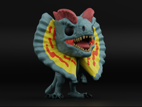 Dilophosaurus funko pop from the Jurassic park Model Cetak 3D