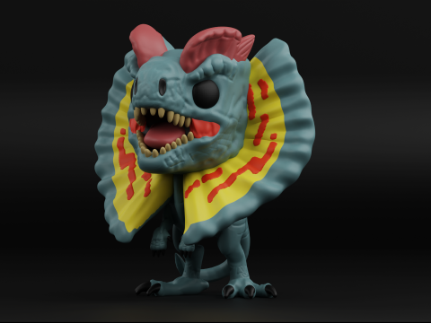 Dilophosaurus funko pop from the Jurassic park Model Cetak 3D