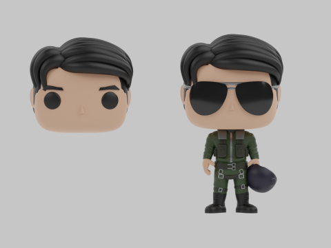 Pete Maverick Mitchell funko pop Model Cetak 3D