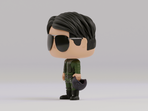Pete Maverick Mitchell funko pop Model Cetak 3D