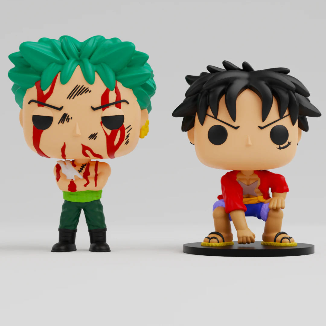 Luffy and Zoro funko models from the anime one piece 3D Print Model .c4d .max .obj .3ds .fbx .stl .blend 