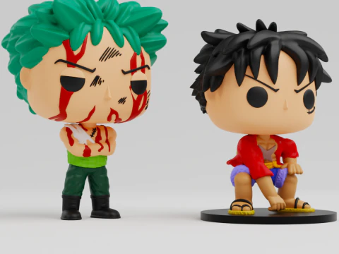 Luffy and Zoro funko models from the anime one piece 3D Print Model