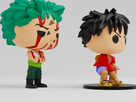 Luffy and Zoro funko models from the anime one piece 3D Print Model